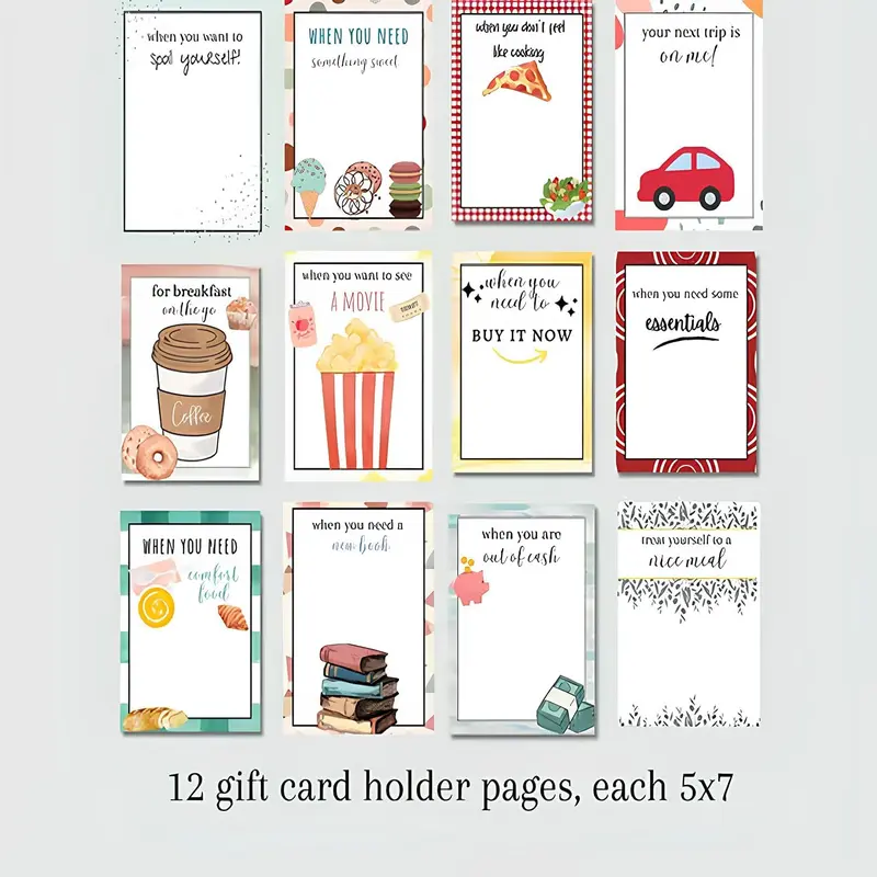 Christmas Gift Card Book, Diy Spiral Bound Gift Card Book, 5x7 Inch Colorful Spiral Bound Card Book , Christma Gift Cards Books Holder, DIY Personalized Xmas Gifts for Family, Friends, Students