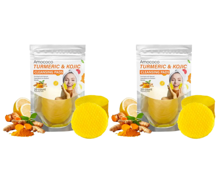 Turmeric & Kojic Acid Cleansing Pads - 20pcs  Deep Clean, Soft Texture
