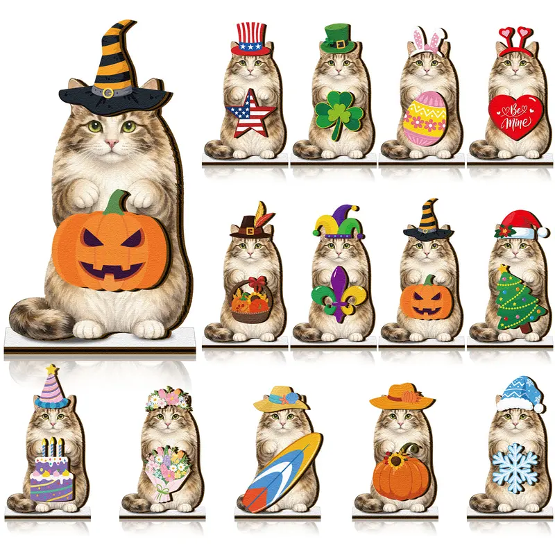 Halloween Cat Interchangeable Wooden Sign
