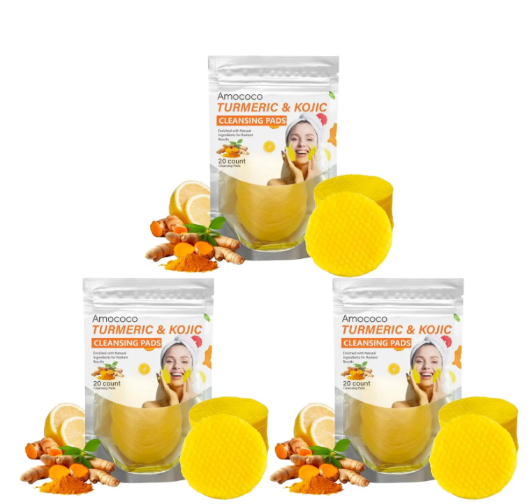 Turmeric & Kojic Acid Cleansing Pads - 20pcs  Deep Clean, Soft Texture
