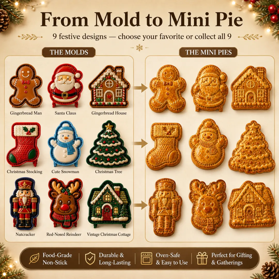 🎄Christmas Pie Mold Collection – 9 Reusable Embossed Holiday Designs