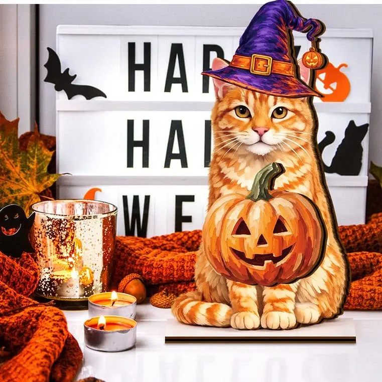 Halloween Cat Interchangeable Wooden Sign
