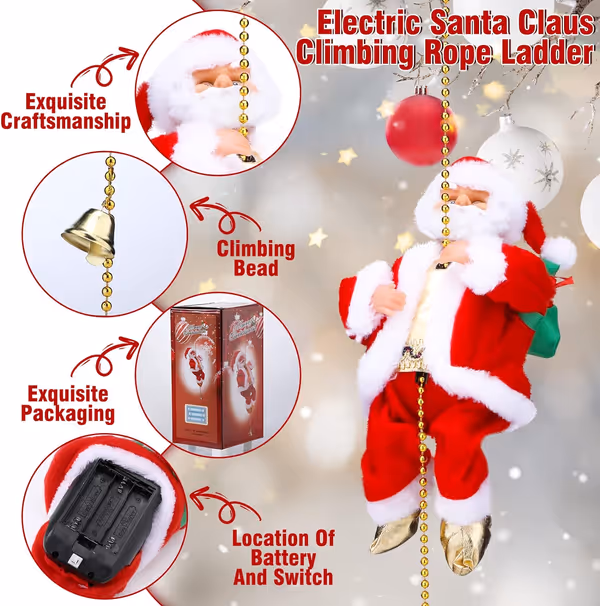 (🔥2026 BEST GIFT TO FAMILY🔥)Electric Climbing Santa Claus Musical Toys