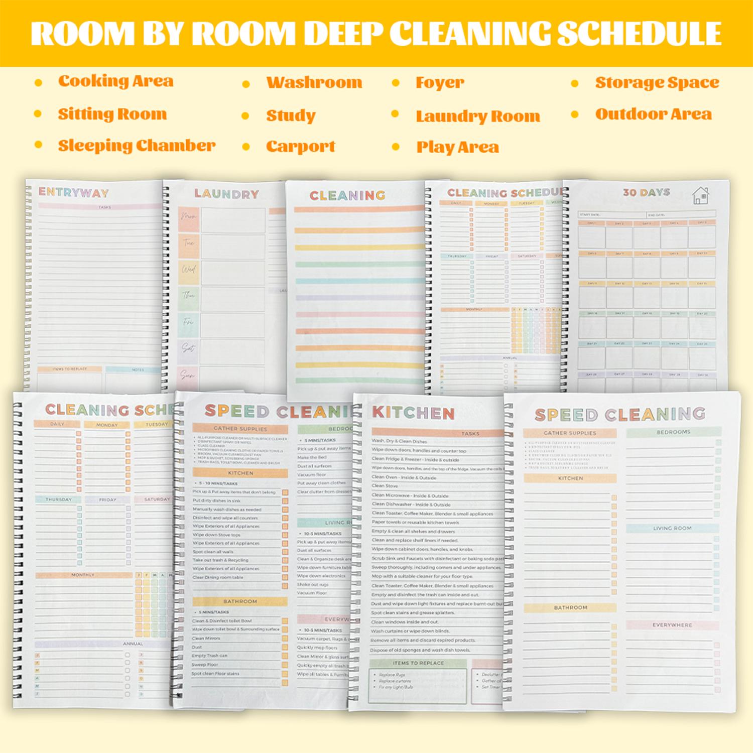 UPTIP ADHD Cleaning Planner for Adults, Home Organization Notebook, Cleaning Checklist, Daily Weekly Monthly Planner, Declutter Workbook, Habit Tracker, Time Blocking & Reward System, Back to School College Supplies Stationery