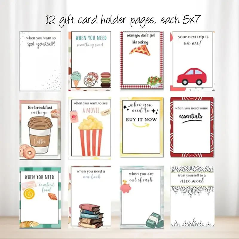 Christmas Gift Card Book, Diy Spiral Bound Gift Card Book, 5x7 Inch Colorful Spiral Bound Card Book , Christma Gift Cards Books Holder, DIY Personalized Xmas Gifts for Family, Friends, Students