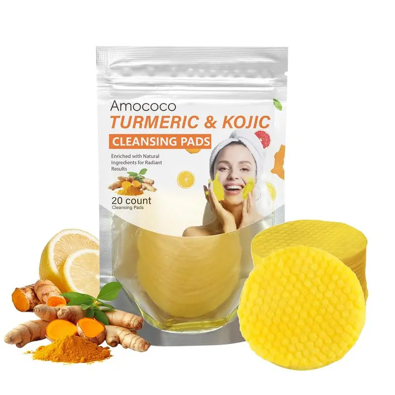 Turmeric & Kojic Acid Cleansing Pads - 20pcs  Deep Clean, Soft Texture