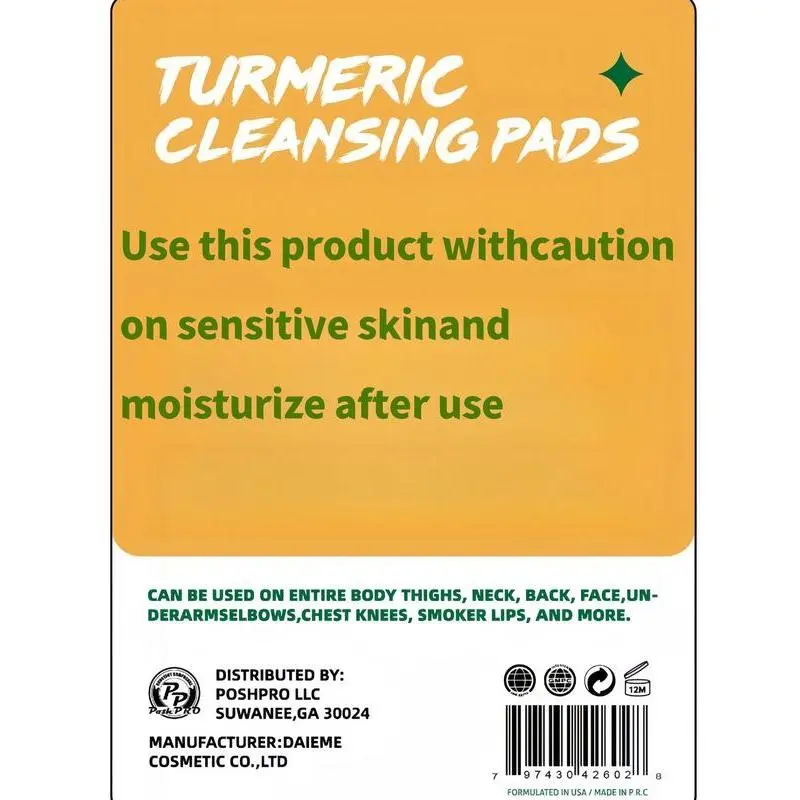 Turmeric & Kojic Acid Cleansing Pads - 20pcs  Deep Clean, Soft Texture