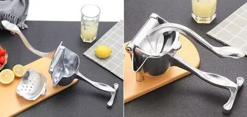 Aluminum Hand-Crank Manual Juicer - Portable Multifunctional, Quiet Operation, Easy Cleaning, Detachable Head Press, Sturdy Food Grade, Easy to Use Kitchen Gadget, Manual Juicers