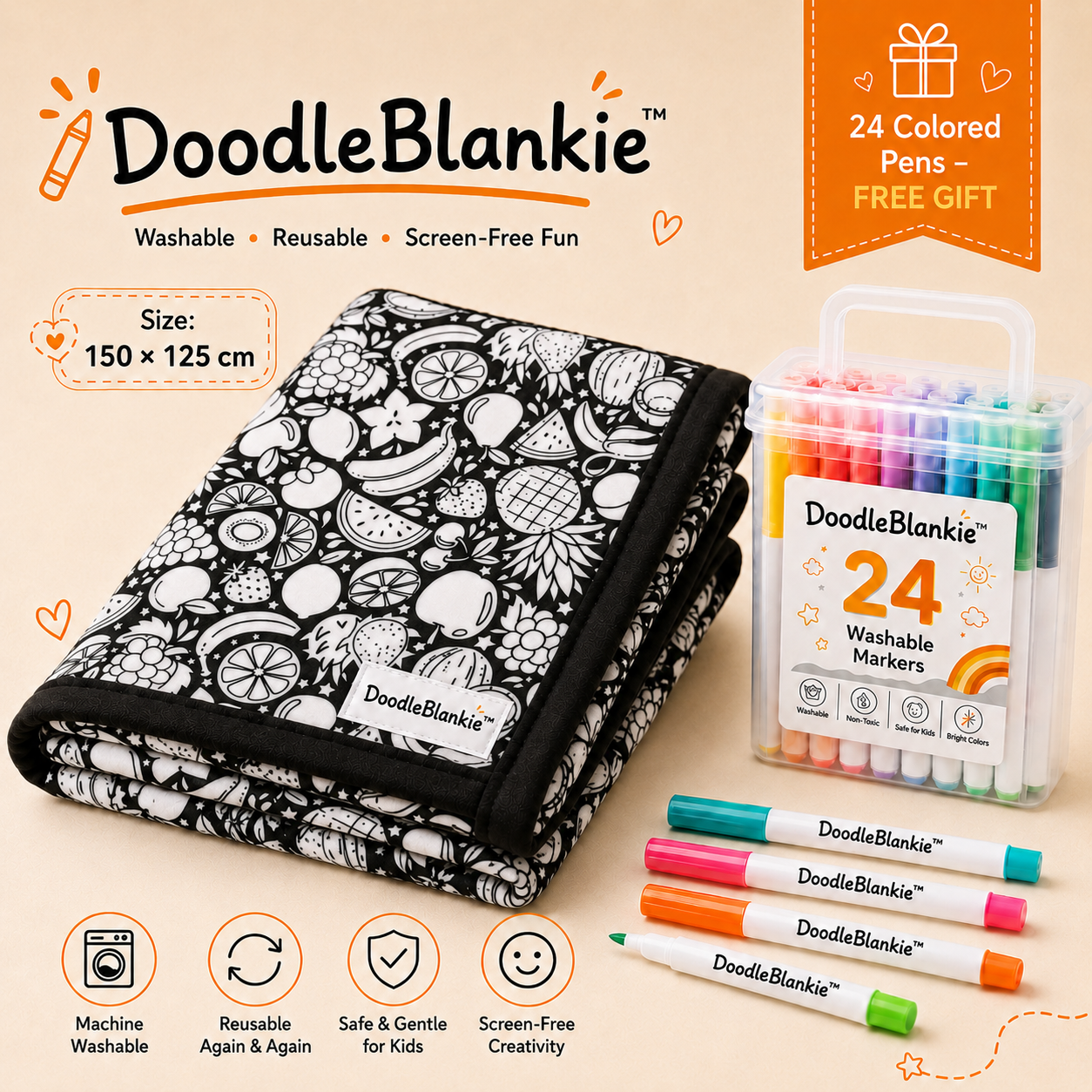 Colorable Doodle Blanket