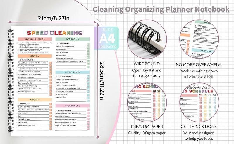 UPTIP ADHD Cleaning Planner for Adults, Home Organization Notebook, Cleaning Checklist, Daily Weekly Monthly Planner, Declutter Workbook, Habit Tracker, Time Blocking & Reward System, Back to School College Supplies Stationery
