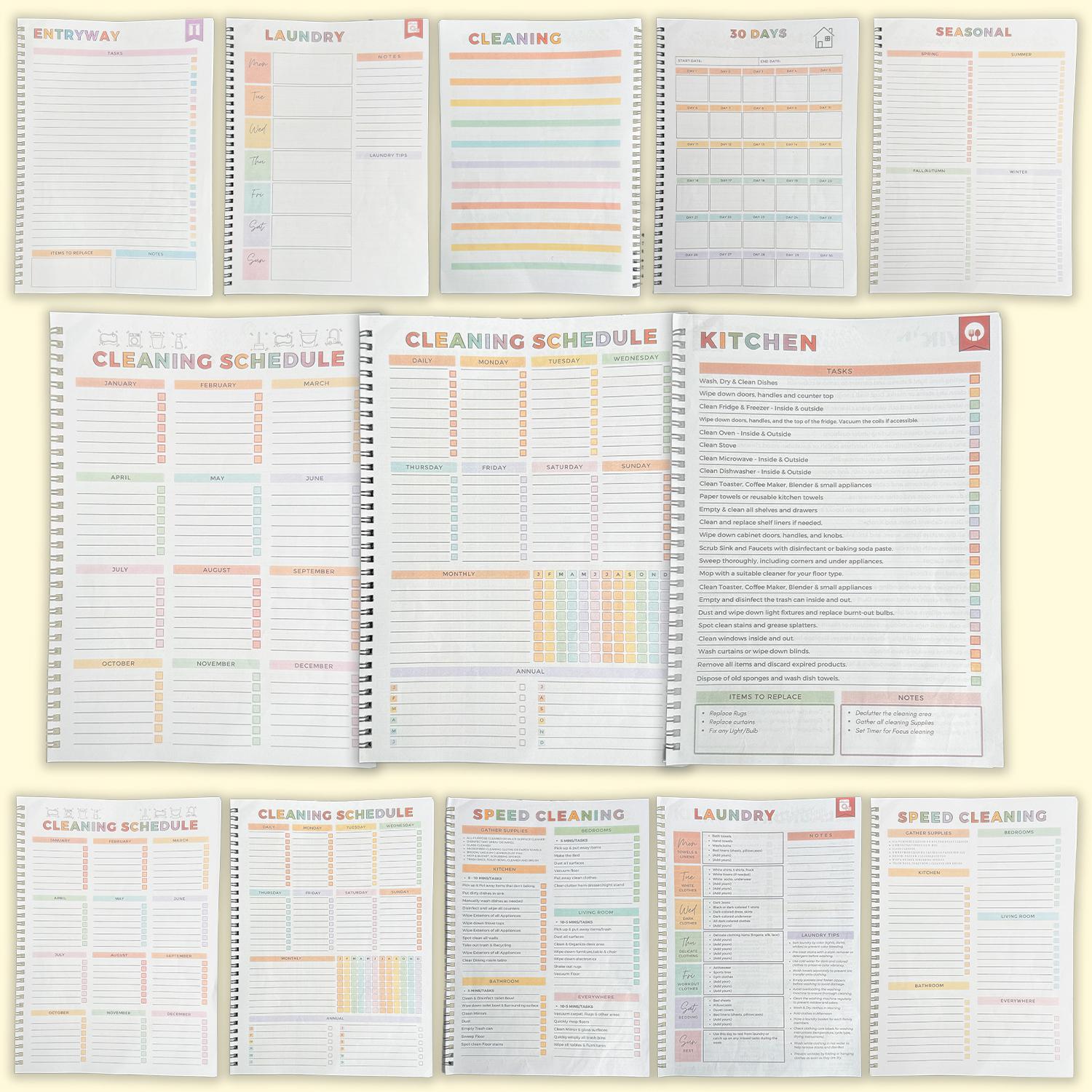 UPTIP ADHD Cleaning Planner for Adults, Home Organization Notebook, Cleaning Checklist, Daily Weekly Monthly Planner, Declutter Workbook, Habit Tracker, Time Blocking & Reward System, Back to School College Supplies Stationery