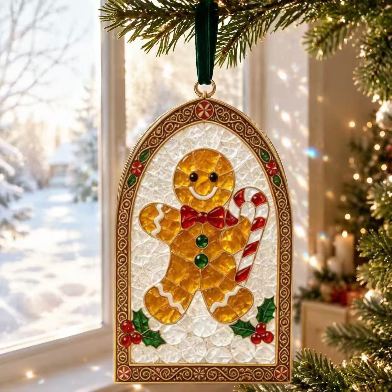 Christmas Stained Glass-Style Acrylic Suncatcher