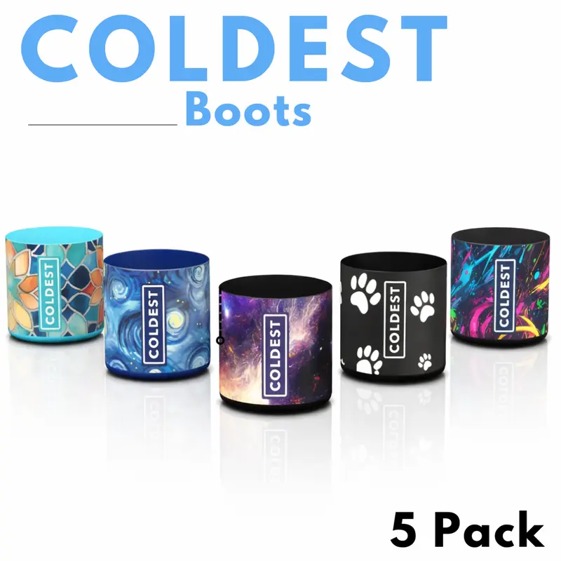 Boots – 5 Pack Silicone Water Bottle Boot Protector Set | Durable Anti-Slip Bottle Bottom Cover to Prevent Dents, Scratches & Noise | Fits COLDEST Bottles & Most Bottles