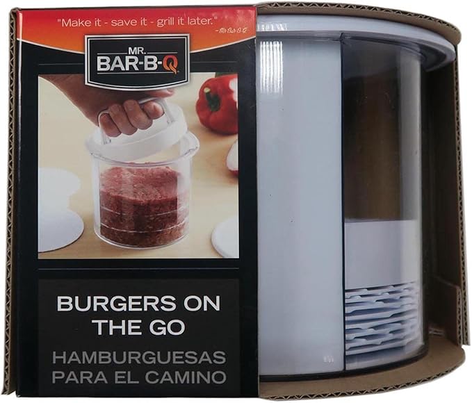 Hamburger Press Patty Maker - Non-Stick Burger Mold Shaper with Freezer Storage Container - 12-Piece Set with 8-Layer Plastic Discs for BBQ Grill
