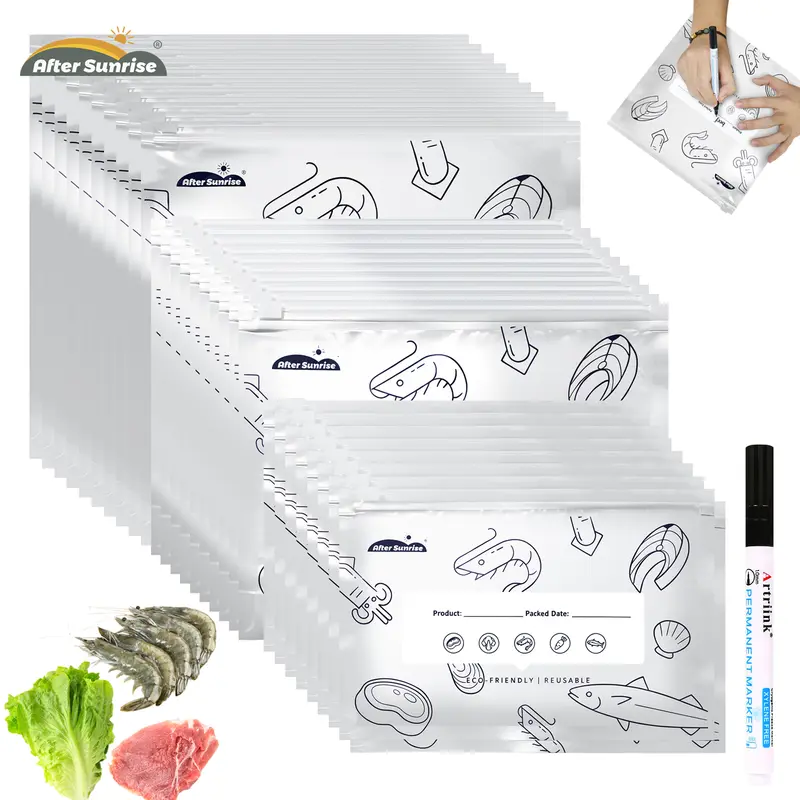 【Refrigerated Food】Reusable Aluminum Foil Sealable Storage Bags, 2026 New Resealable Vacuum Zipper Pouches for Food