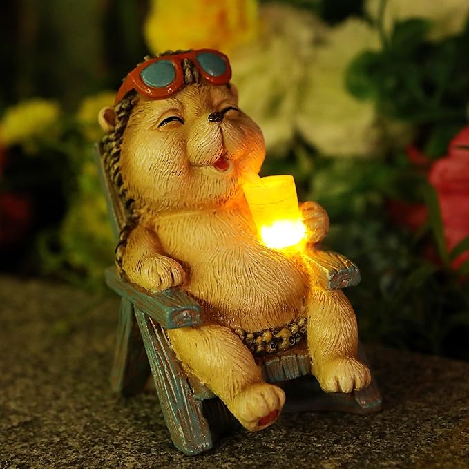 Mini Garden Statue Mom Dad Gifts Home Decorations Fairy Garden Accessories Outdoor Lights Solar Garden Frog Decor Art Housewarming Gift for Patio,Yard,Lawn Ornament