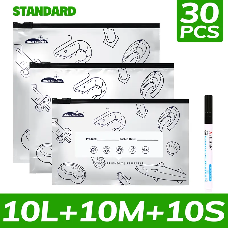 【Refrigerated Food】Reusable Aluminum Foil Sealable Storage Bags, 2026 New Resealable Vacuum Zipper Pouches for Food