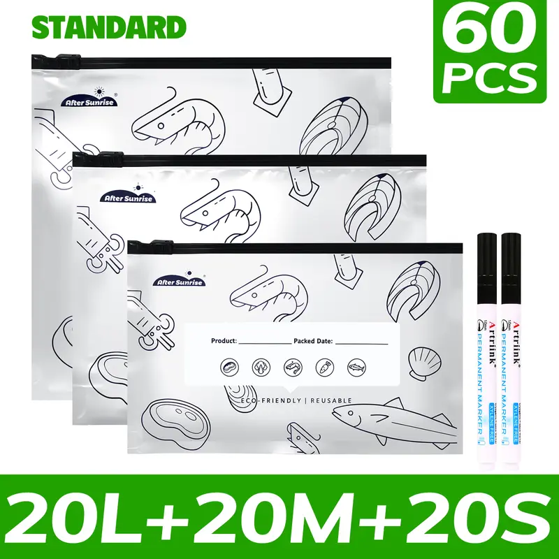 【Refrigerated Food】Reusable Aluminum Foil Sealable Storage Bags, 2026 New Resealable Vacuum Zipper Pouches for Food