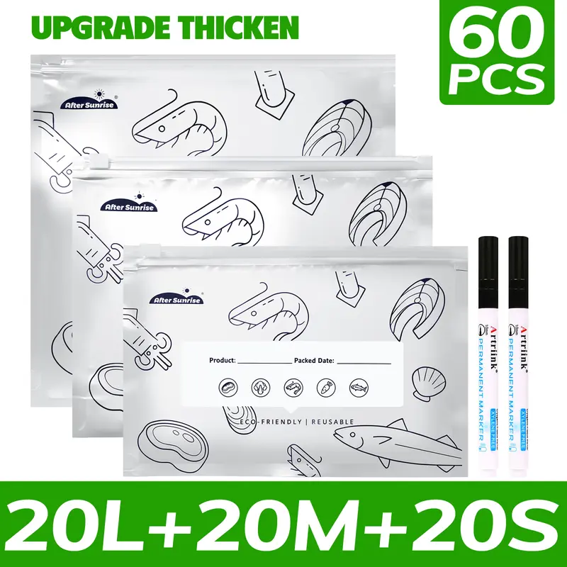 【Refrigerated Food】Reusable Aluminum Foil Sealable Storage Bags, 2026 New Resealable Vacuum Zipper Pouches for Food