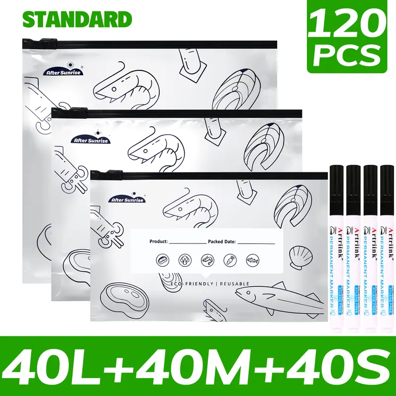【Refrigerated Food】Reusable Aluminum Foil Sealable Storage Bags, 2026 New Resealable Vacuum Zipper Pouches for Food