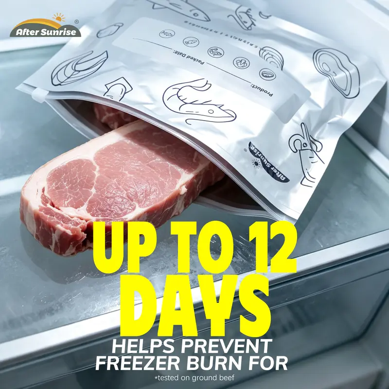 【Refrigerated Food】Reusable Aluminum Foil Sealable Storage Bags, 2026 New Resealable Vacuum Zipper Pouches for Food