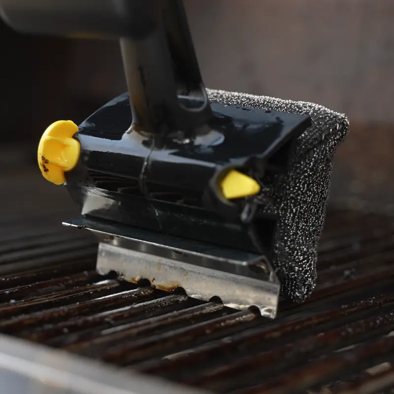 BBQ Brush - Bristleless, Steel Scraper, Heat-Resistant Mesh, Handy Bottle Opener Barbecue Utensils Stainless