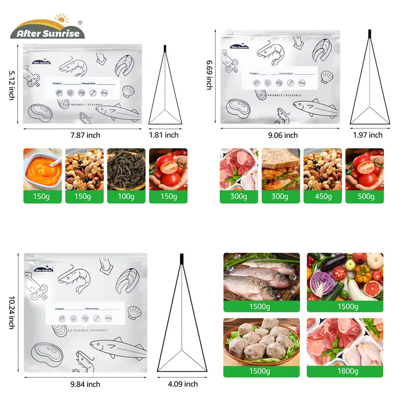 【Refrigerated Food】Reusable Aluminum Foil Sealable Storage Bags, 2026 New Resealable Vacuum Zipper Pouches for Food