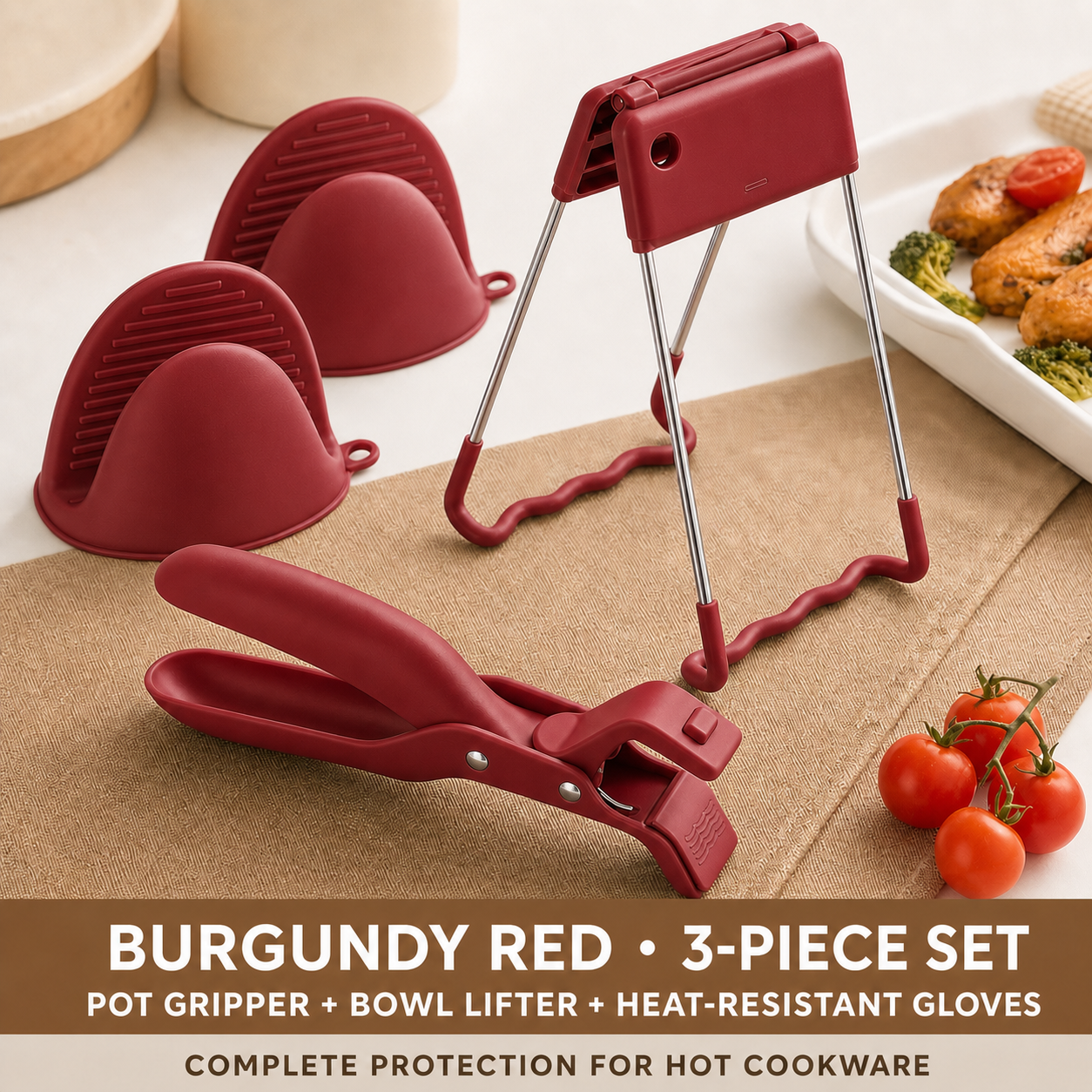 Hot Plate Gripper, Multi-Purpose Anti-Scald Tool for Bowls, Plates, Pans, Serving as Holder, Clip, Tongs, Clamp in Kitchen