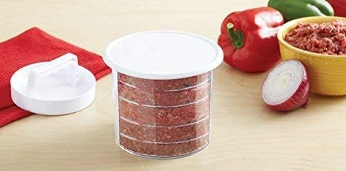 Hamburger Press Patty Maker - Non-Stick Burger Mold Shaper with Freezer Storage Container - 12-Piece Set with 8-Layer Plastic Discs for BBQ Grill