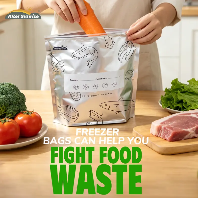 【Refrigerated Food】Reusable Aluminum Foil Sealable Storage Bags, 2026 New Resealable Vacuum Zipper Pouches for Food