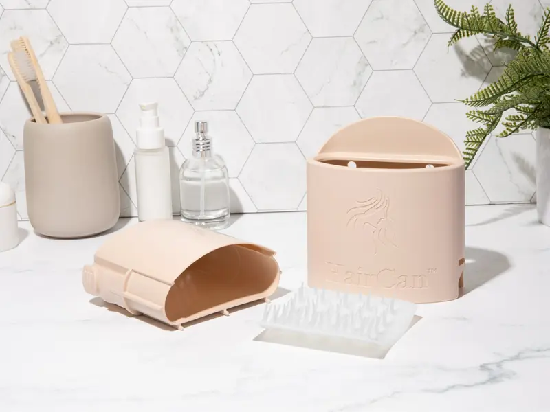 The Chic Hair Catcher Storage Solution Trash Bin with Inner Can Spike Pad & Suction Cups for Hygiene Tool Organiser Clean Shower Adhesive Sticker Stray Hair Hair Loss Shedding Marble Surfaces