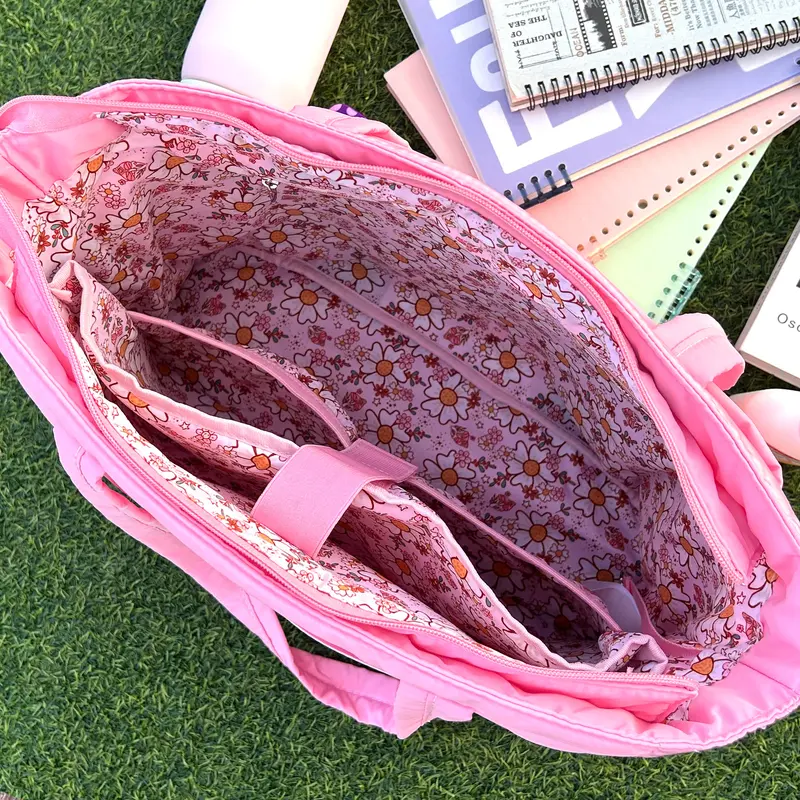 Cute Puffer Tote Bag for Women Interior Laptop Shoulder Handbag,  Tote Bag for Work with Multiple Compartments for Travel , Work and School