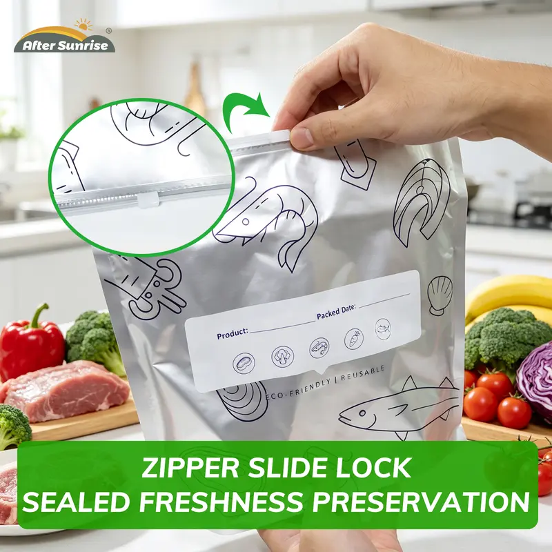 【Refrigerated Food】Reusable Aluminum Foil Sealable Storage Bags, 2026 New Resealable Vacuum Zipper Pouches for Food