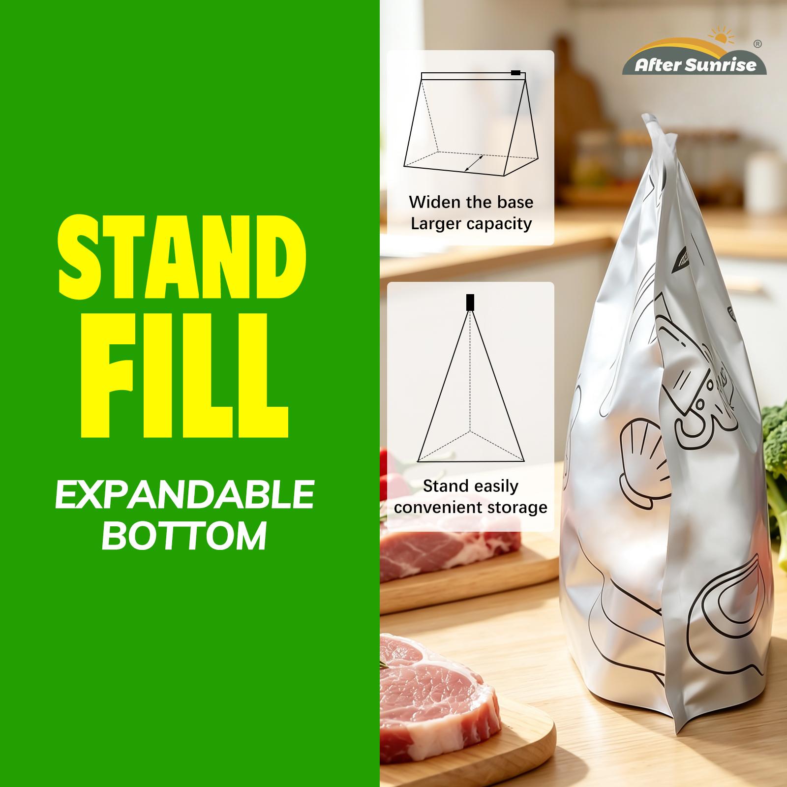【Refrigerated Food】Reusable Aluminum Foil Sealable Storage Bags, Aftersunrise 2026 New Resealable Vacuum Zipper Pouches for Food, Stand Up Foil Sealable Bags with Label and Zip Lock for Vegetable Fruit Meat 【Refrigerated Food】Reusable Aluminum Foil Sealable Storage Bags, Aftersunrise 2026 New Resealable Vacuum Zipper Pouches for Food, Stand Up Foil Sealable Bags with Label and Zip Lock for Vegetable Fruit Meat