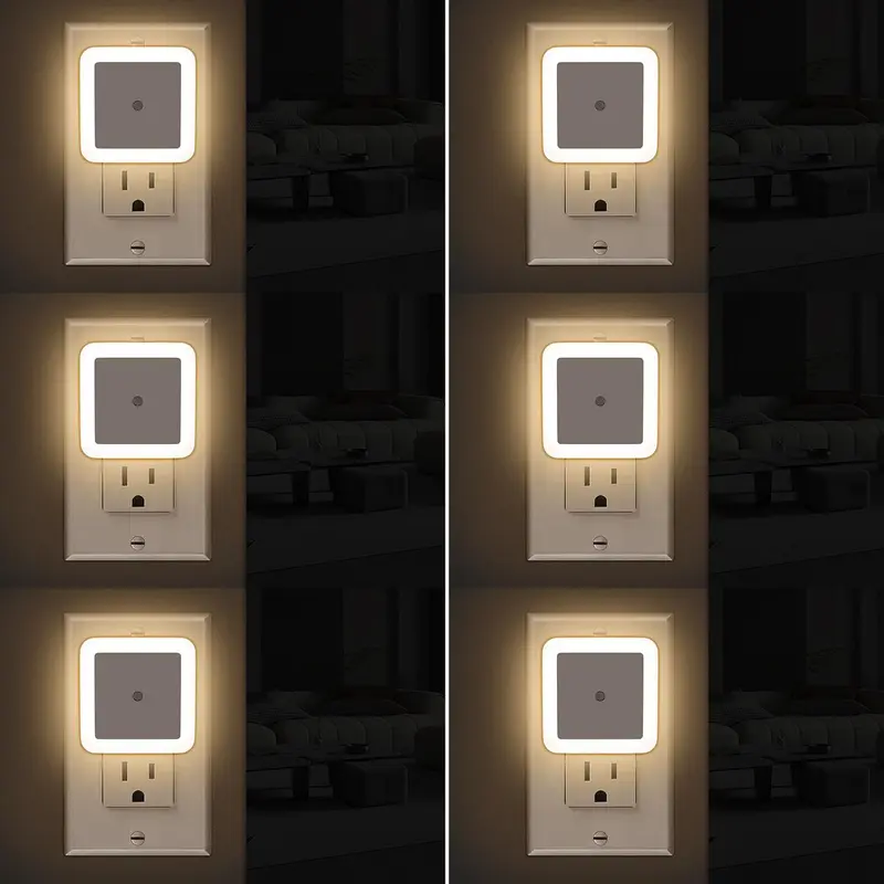 LED Night Lights Plug into Wall 6-Pack, Plug in Night Light, Dusk to Dawn Nightlight Led Night Lights for Bedroom, Bathroom, Hallway Warm White