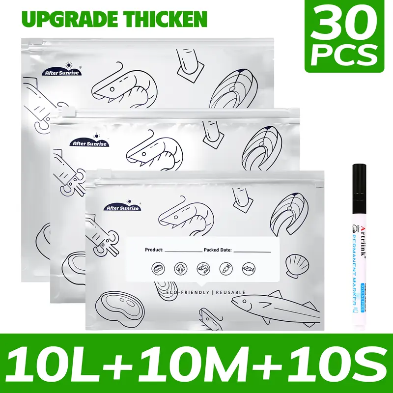 【Refrigerated Food】Reusable Aluminum Foil Sealable Storage Bags, 2026 New Resealable Vacuum Zipper Pouches for Food