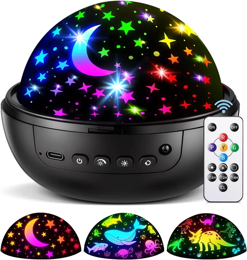 Kids Star Projector Night Light with Remote & 3 Films