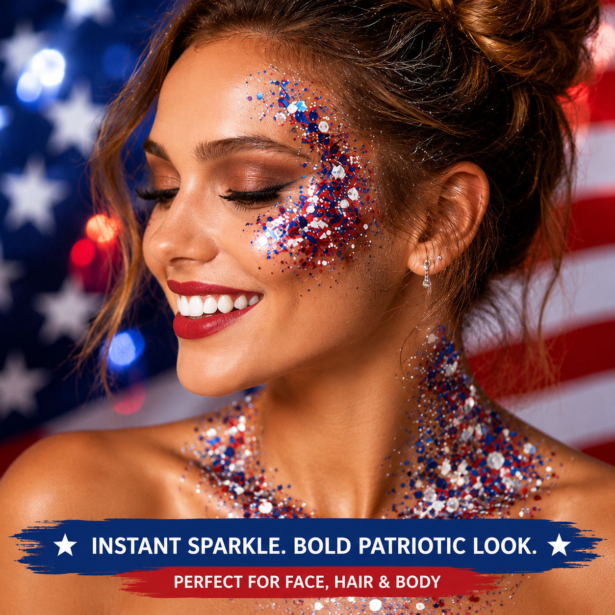 4th of July Glitter Stick – Red, White & Blue Sparkle