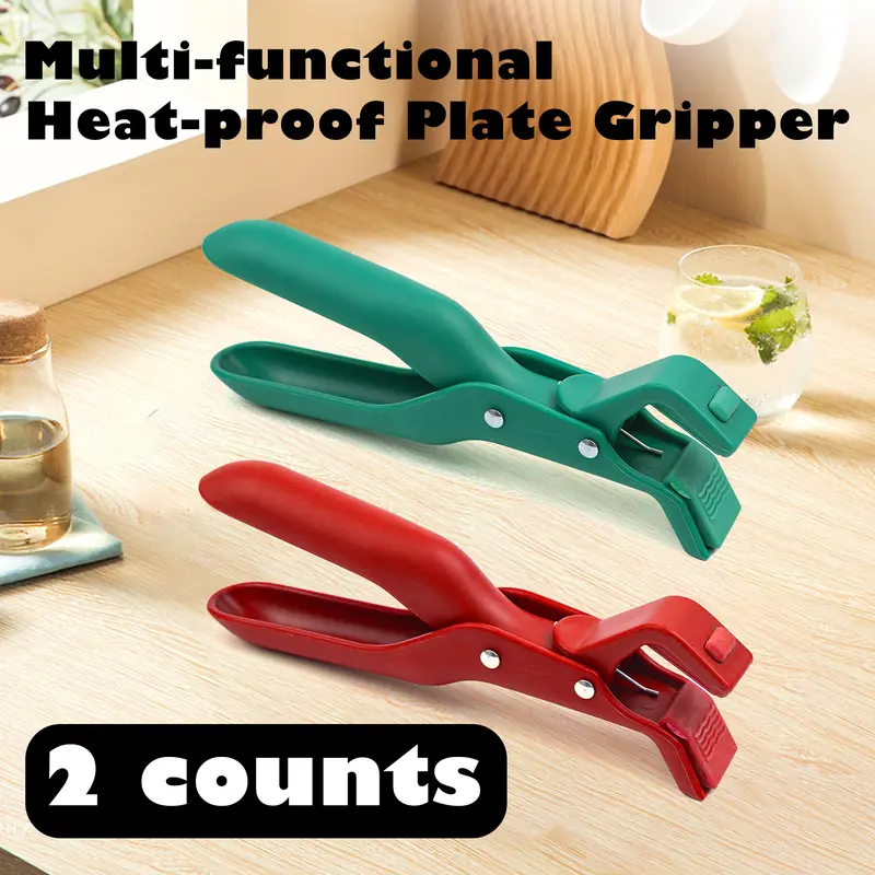 2 Counts Hot Plate Gripper, Multi-Purpose Anti-Scald Tool for Bowls, Plates, Pans, Serving as Holder, Clip, Tongs, Clamp in Kitchen