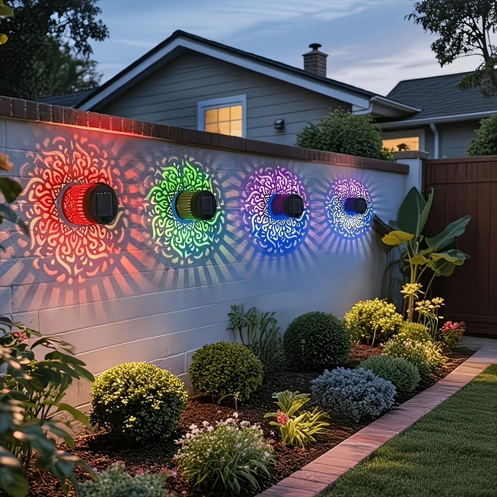 Solar Mandala Projector Wall Lights – Waterproof Outdoor Fence Decor Light