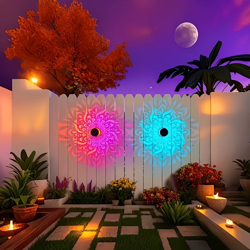 Solar Mandala Projector Wall Lights – Waterproof Outdoor Fence Decor Light