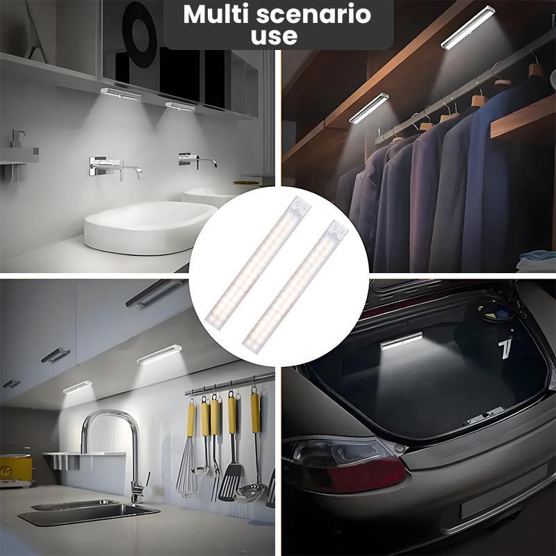 Under Cabinet Lights, 4 Pack Motion Sensor LED, Wireless USB Rechargeable Sticky Closet Lights, Under Counter Lights for Kitchen, Wardrobe, Hallway, Stairs, Valentine's Day, Dimmable