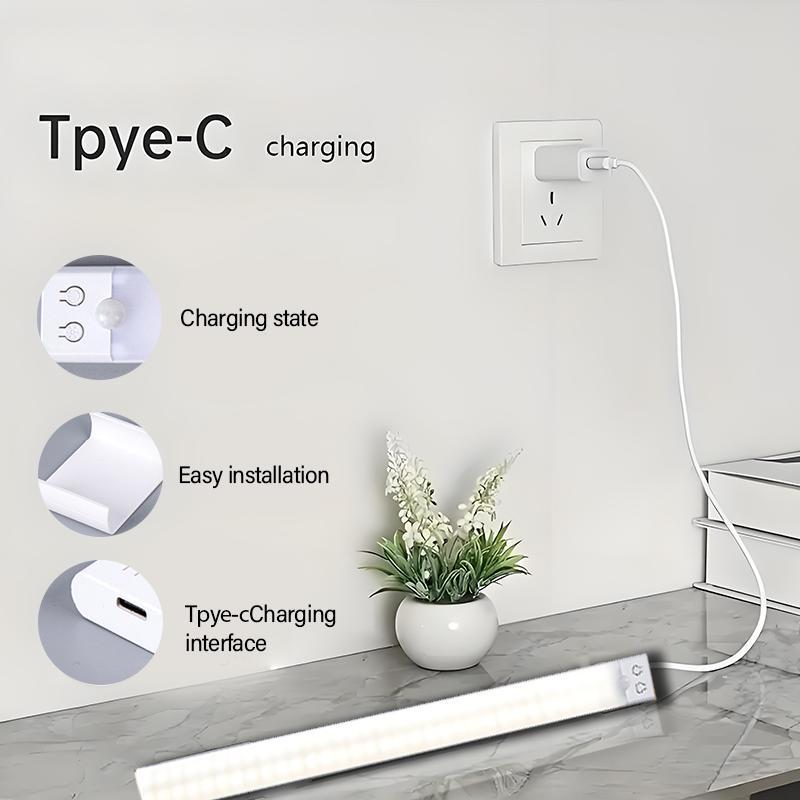 Under Cabinet Lights, 4 Pack Motion Sensor LED, Wireless USB Rechargeable Sticky Closet Lights, Under Counter Lights for Kitchen, Wardrobe, Hallway, Stairs, Valentine's Day, Dimmable
