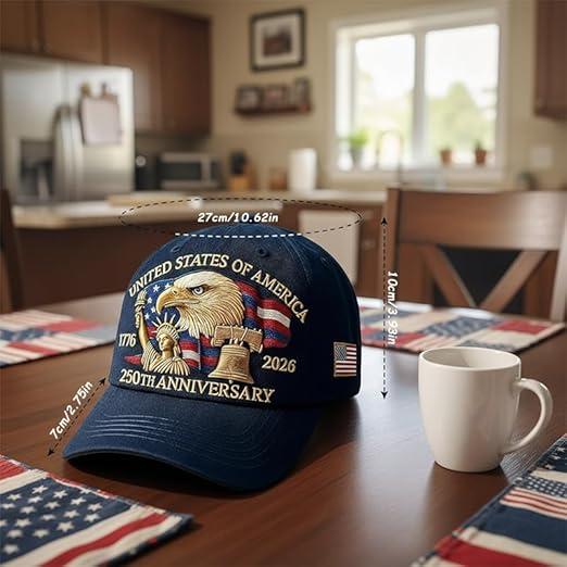 USA 250th Anniversary Embroidered Eagle Baseball Cap – Patriotic Commemorative Hat 1776–2026