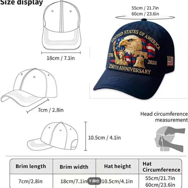 USA 250th Anniversary Embroidered Eagle Baseball Cap – Patriotic Commemorative Hat 1776–2026