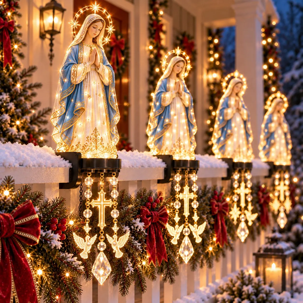 Virgin Mary sacred railing light