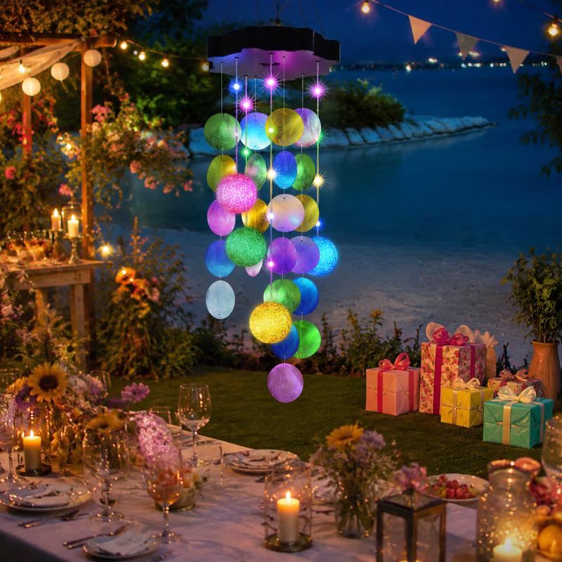 🌈 Colorful Solar Outdoor Shell Wind Chime Hanging Light