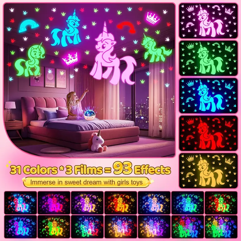 Kids Star Projector Night Light with Remote & 3 Films