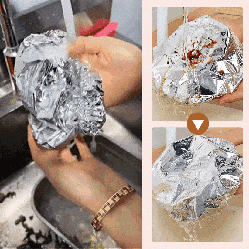 Rinsing an aluminum foil heat retaining cover