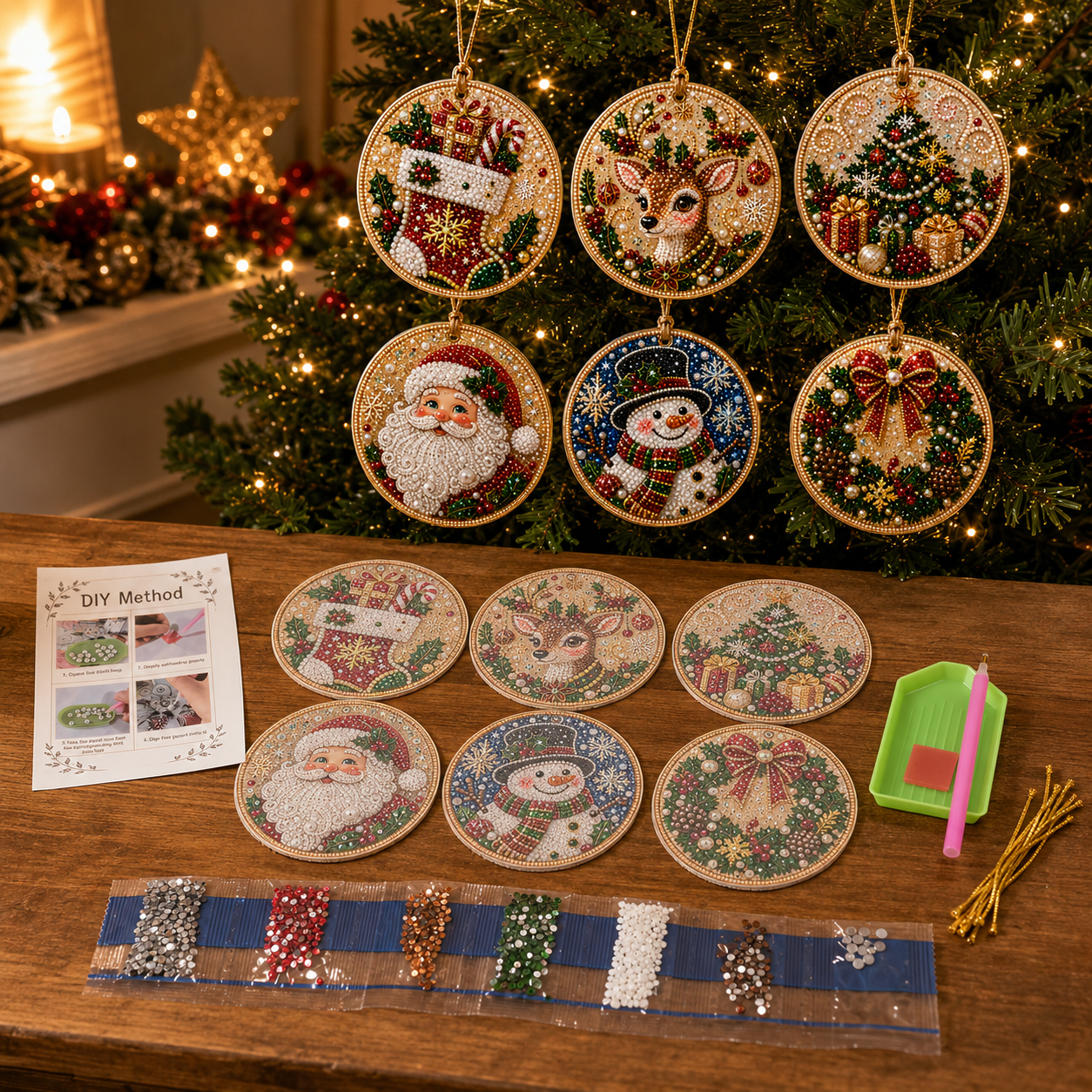 Easy diamond painting Christmas ornament instructions